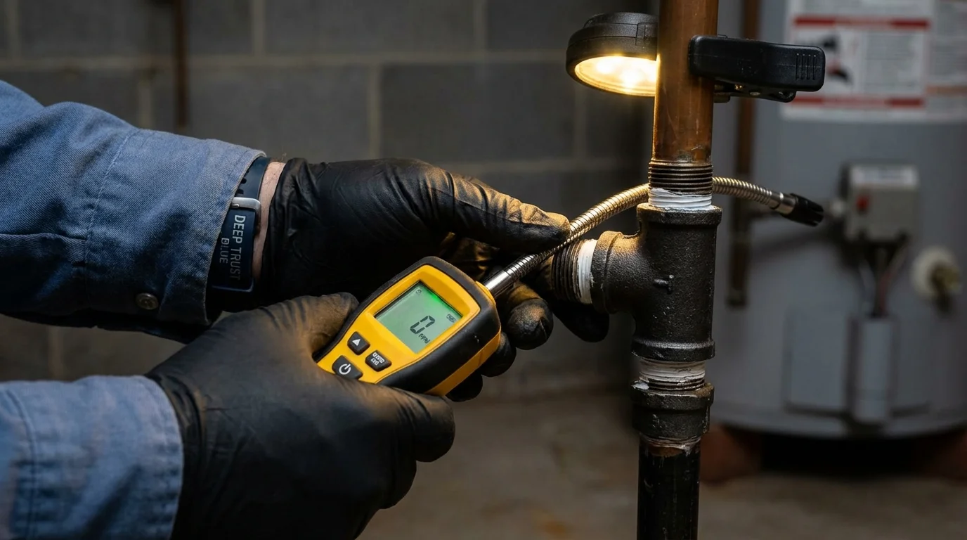 Gas leak detection with electronic sniffer by Johns Plumbing LLC in Blanchard